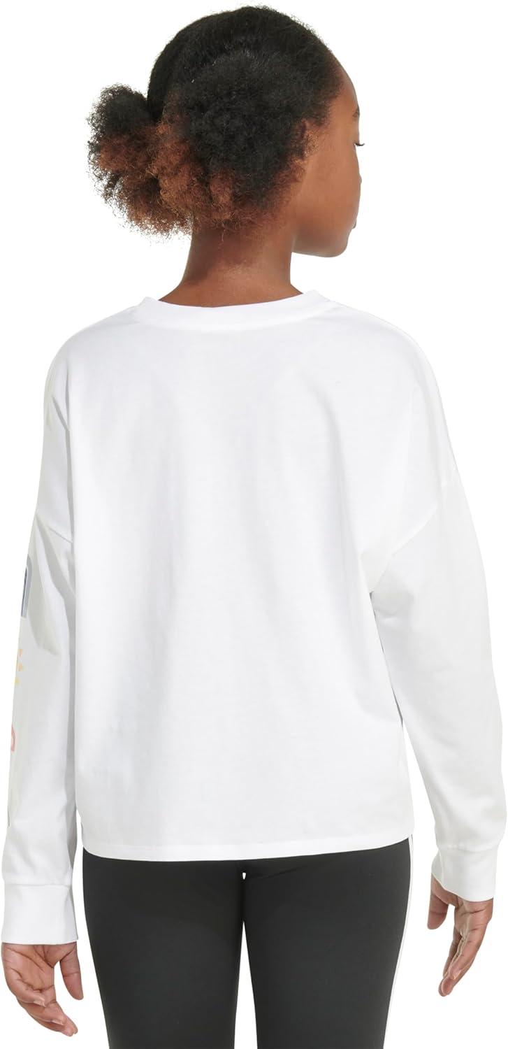 image:imageAdidas Girls Long Sleeve Waist Crew Tee TShirtWhite Multi