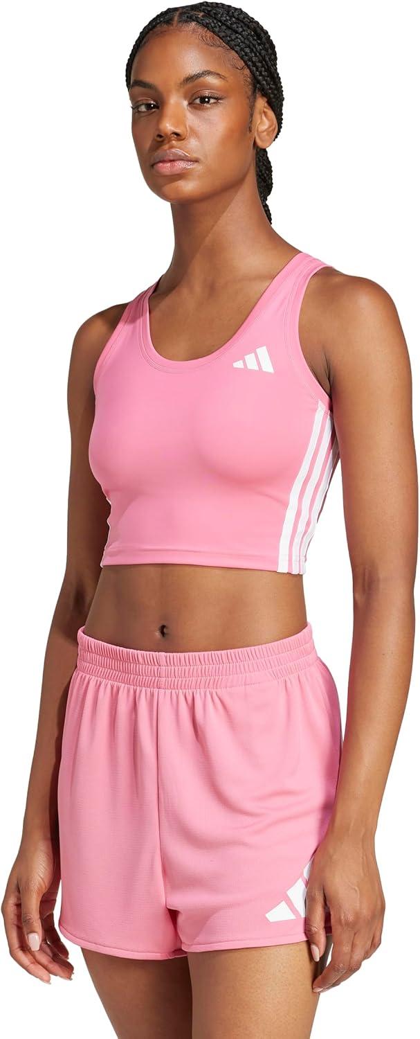 image:imageAdidas Womens Train Essentials 3Stripes Cropped Tank TopPink FusionWhite