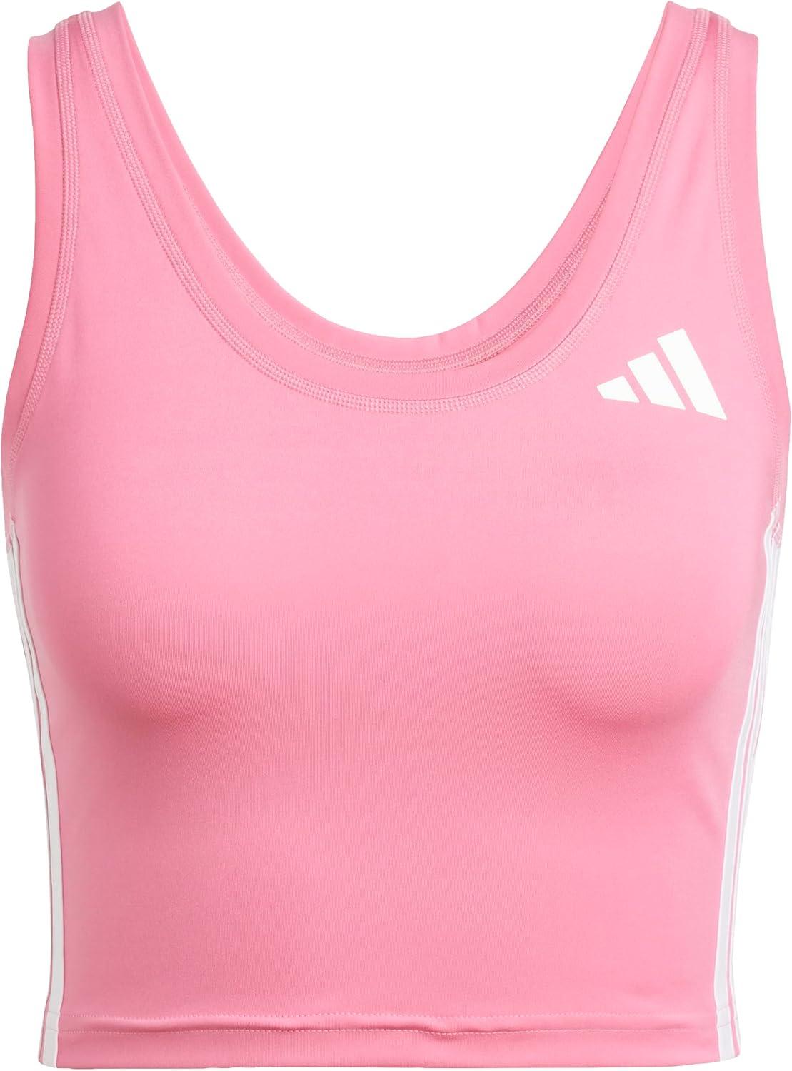 image:imageAdidas Womens Train Essentials 3Stripes Cropped Tank TopPink FusionWhite