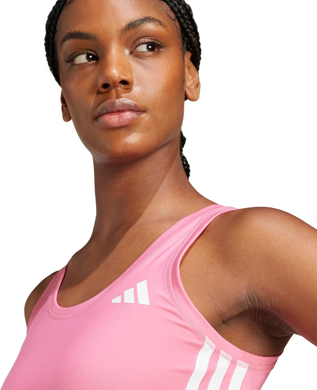 image:imageAdidas Womens Train Essentials 3Stripes Cropped Tank TopPink FusionWhite