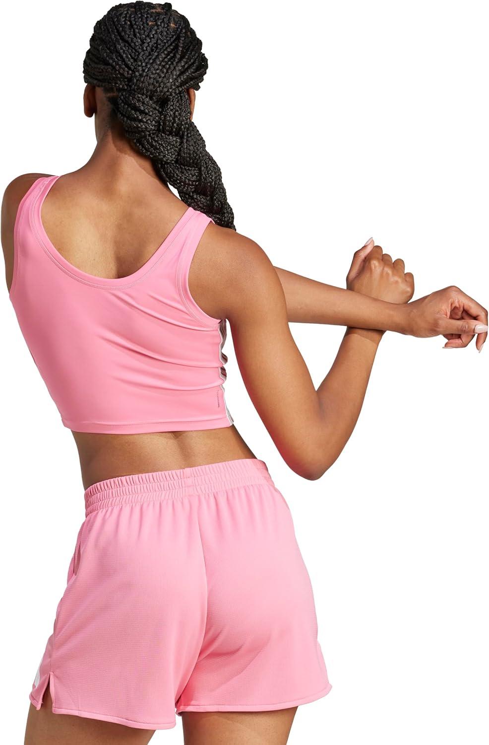 image:imageAdidas Womens Train Essentials 3Stripes Cropped Tank TopPink FusionWhite