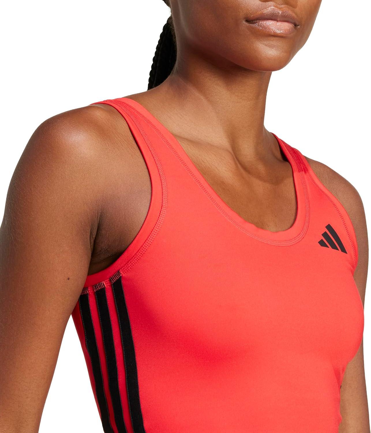 image:imageAdidas Womens Train Essentials 3Stripes Cropped Tank TopPure RubyBlack