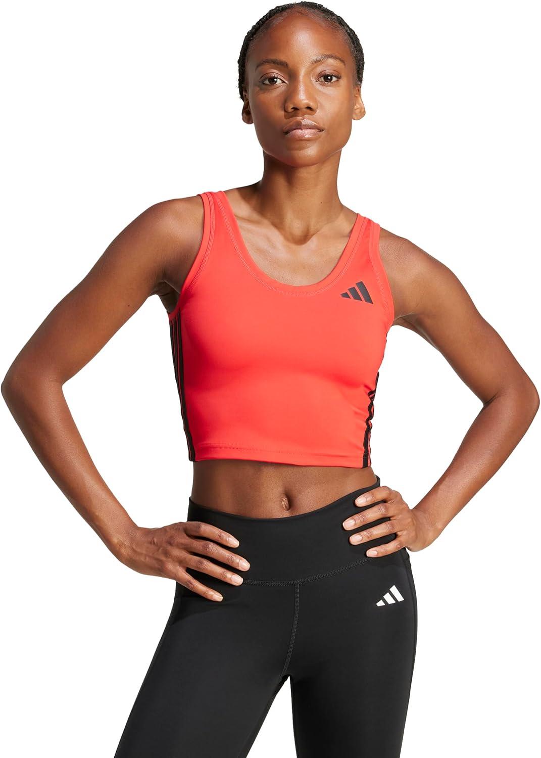image:imageAdidas Womens Train Essentials 3Stripes Cropped Tank TopPure RubyBlack