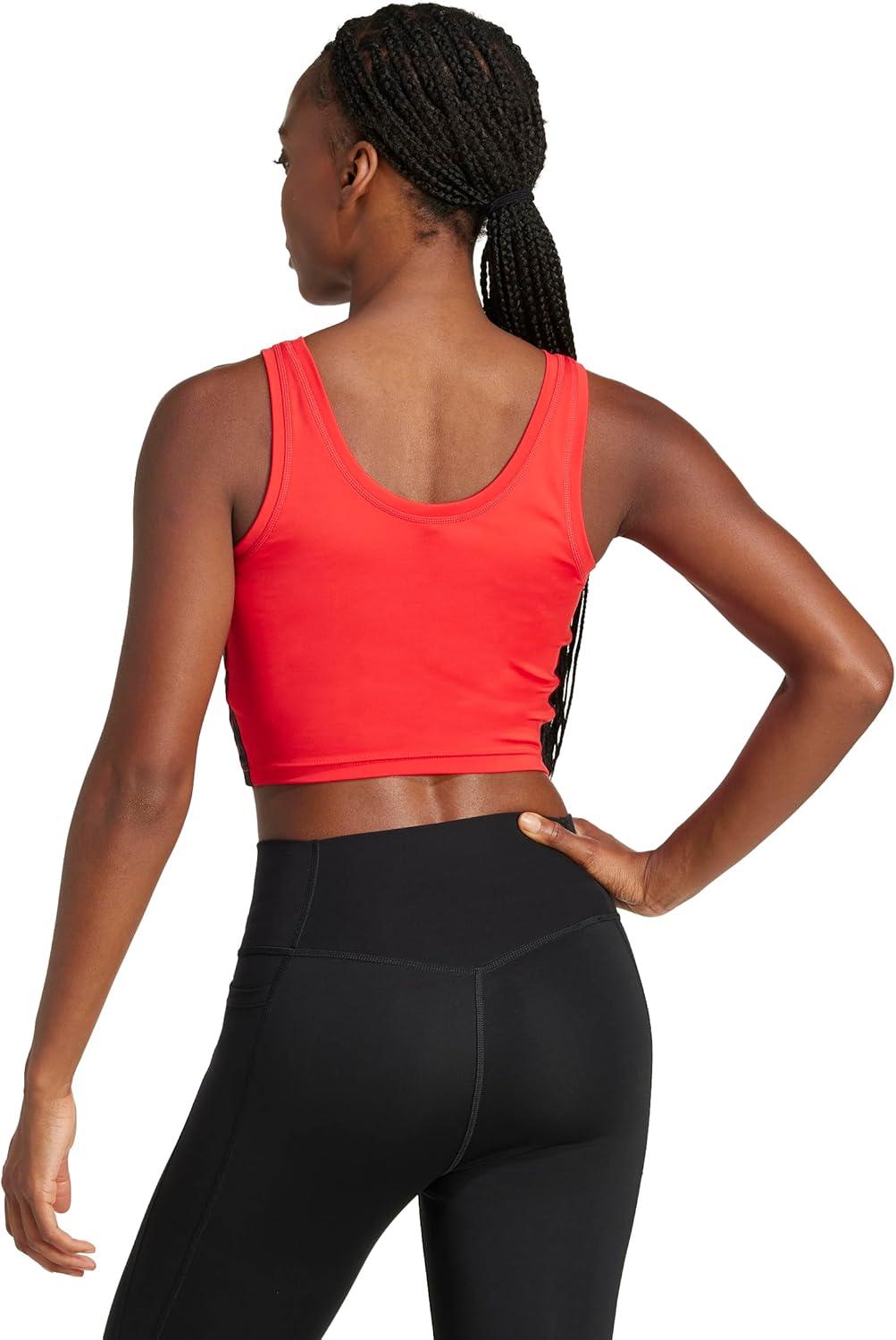 image:imageAdidas Womens Train Essentials 3Stripes Cropped Tank TopPure RubyBlack