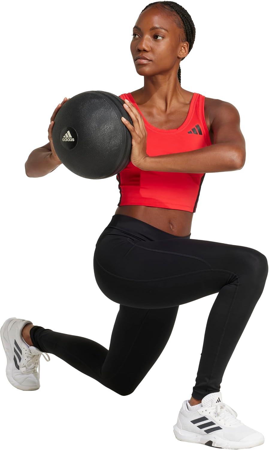 image:imageAdidas Womens Train Essentials 3Stripes Cropped Tank TopPure RubyBlack