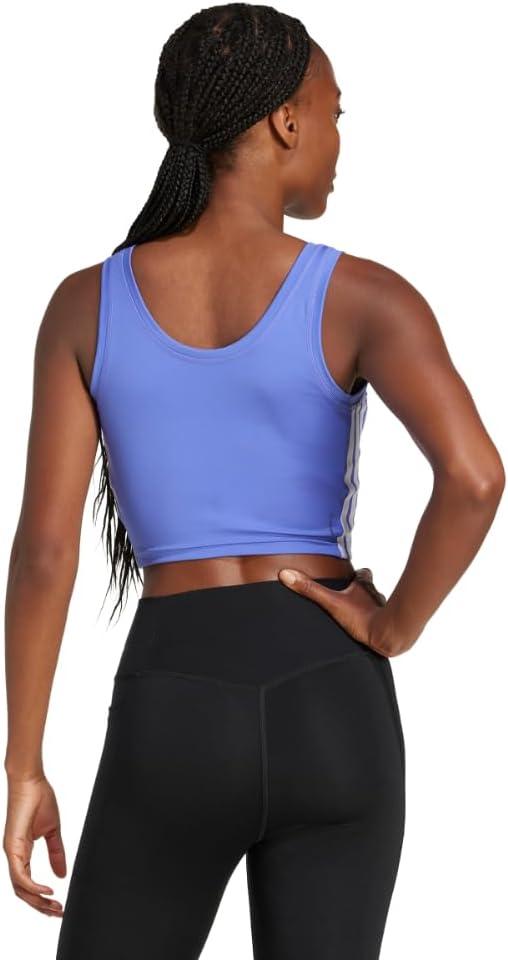 image:imageAdidas Womens Train Essentials 3Stripes Cropped Tank TopSemi Cobalt BlueWhite