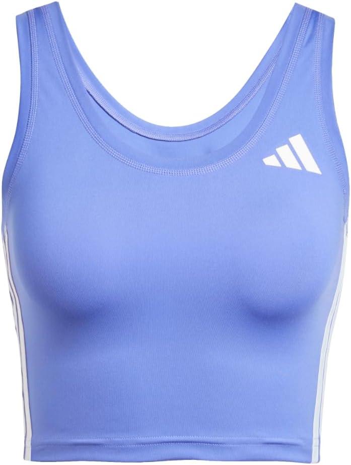 image:imageAdidas Womens Train Essentials 3Stripes Cropped Tank TopSemi Cobalt BlueWhite