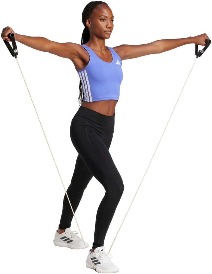 image:imageAdidas Womens Train Essentials 3Stripes Cropped Tank TopSemi Cobalt BlueWhite