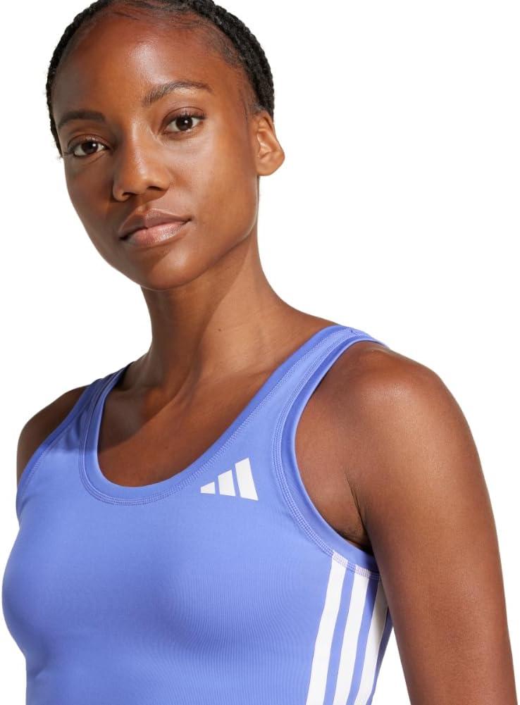 image:imageAdidas Womens Train Essentials 3Stripes Cropped Tank TopSemi Cobalt BlueWhite