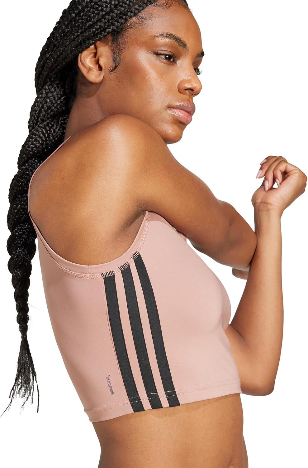image:imageAdidas Womens Train Essentials 3Stripes Cropped Tank TopWarm ClayBlack
