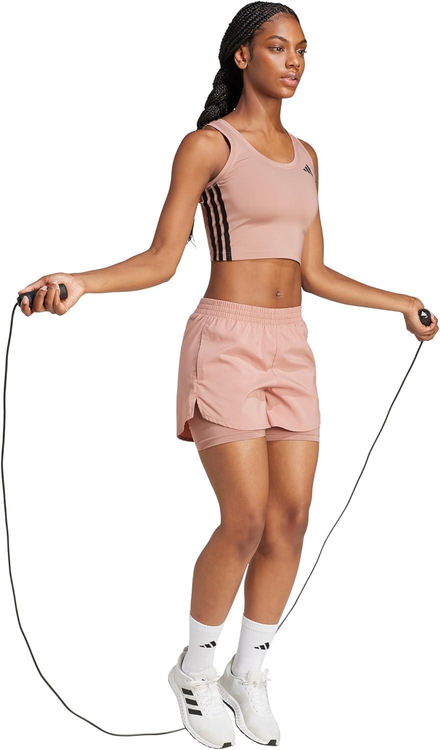 image:imageAdidas Womens Train Essentials 3Stripes Cropped Tank TopWarm ClayBlack