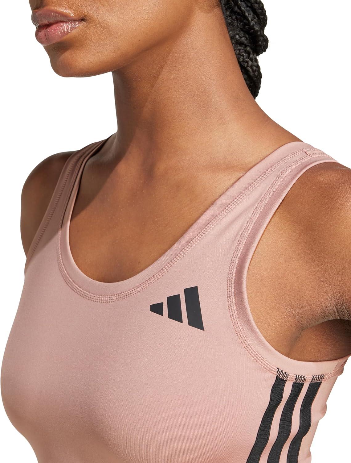 image:imageAdidas Womens Train Essentials 3Stripes Cropped Tank TopWarm ClayBlack