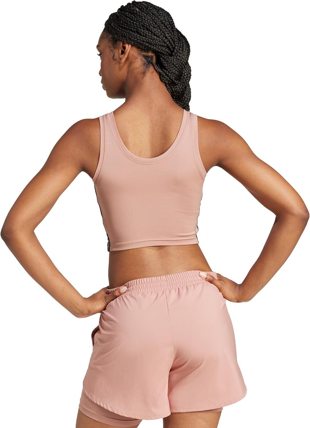 image:imageAdidas Womens Train Essentials 3Stripes Cropped Tank TopWarm ClayBlack