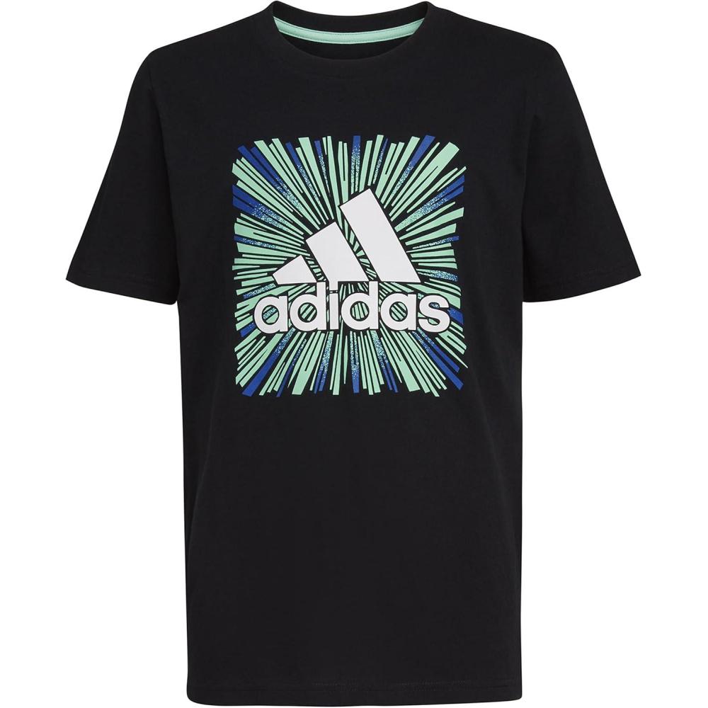 image:imageAdidas Boys Short Sleeve Cotton Blocked Bos Logo TShirtBlack