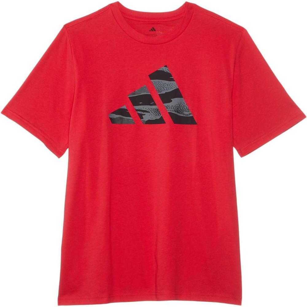 image:imageAdidas Boys Short Sleeve Cotton Blocked Bos Logo TShirtRuby Red Tiger Camo