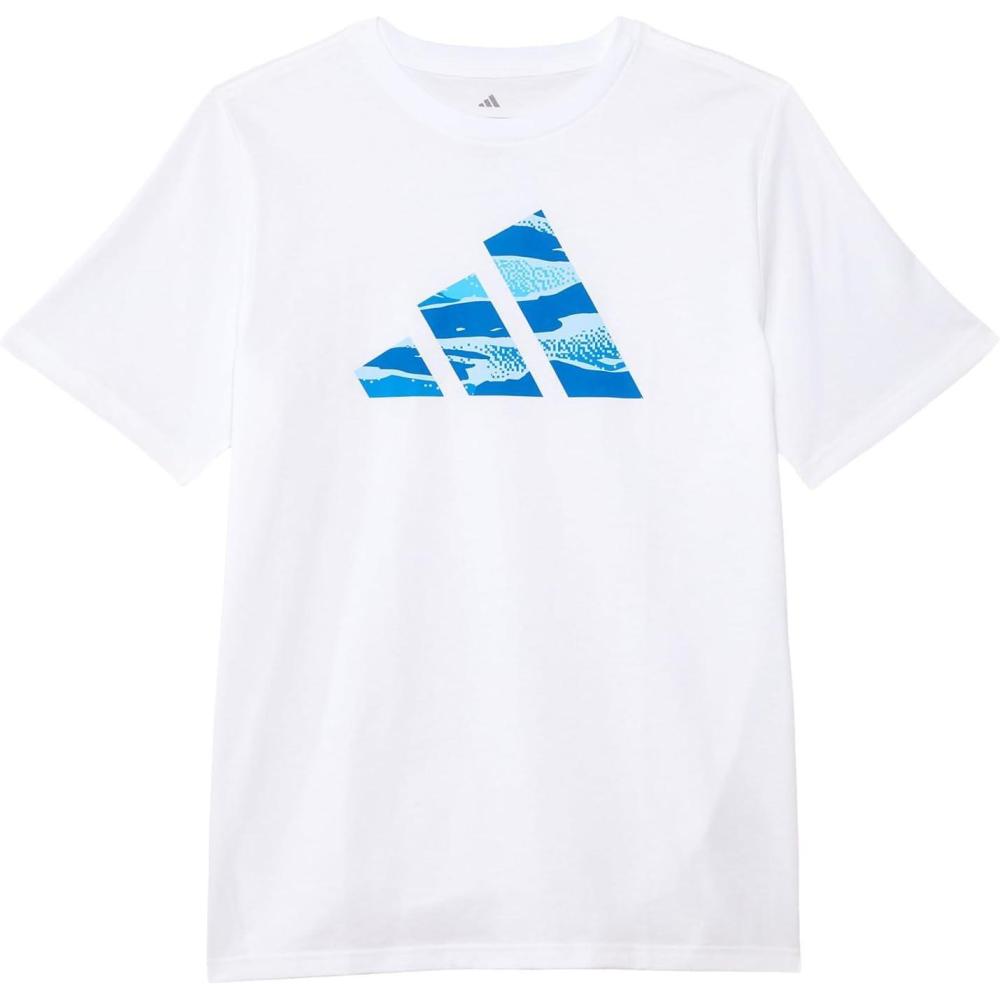 image:imageAdidas Boys Short Sleeve Cotton Blocked Bos Logo TShirtWhiteBlue Tiger Camo