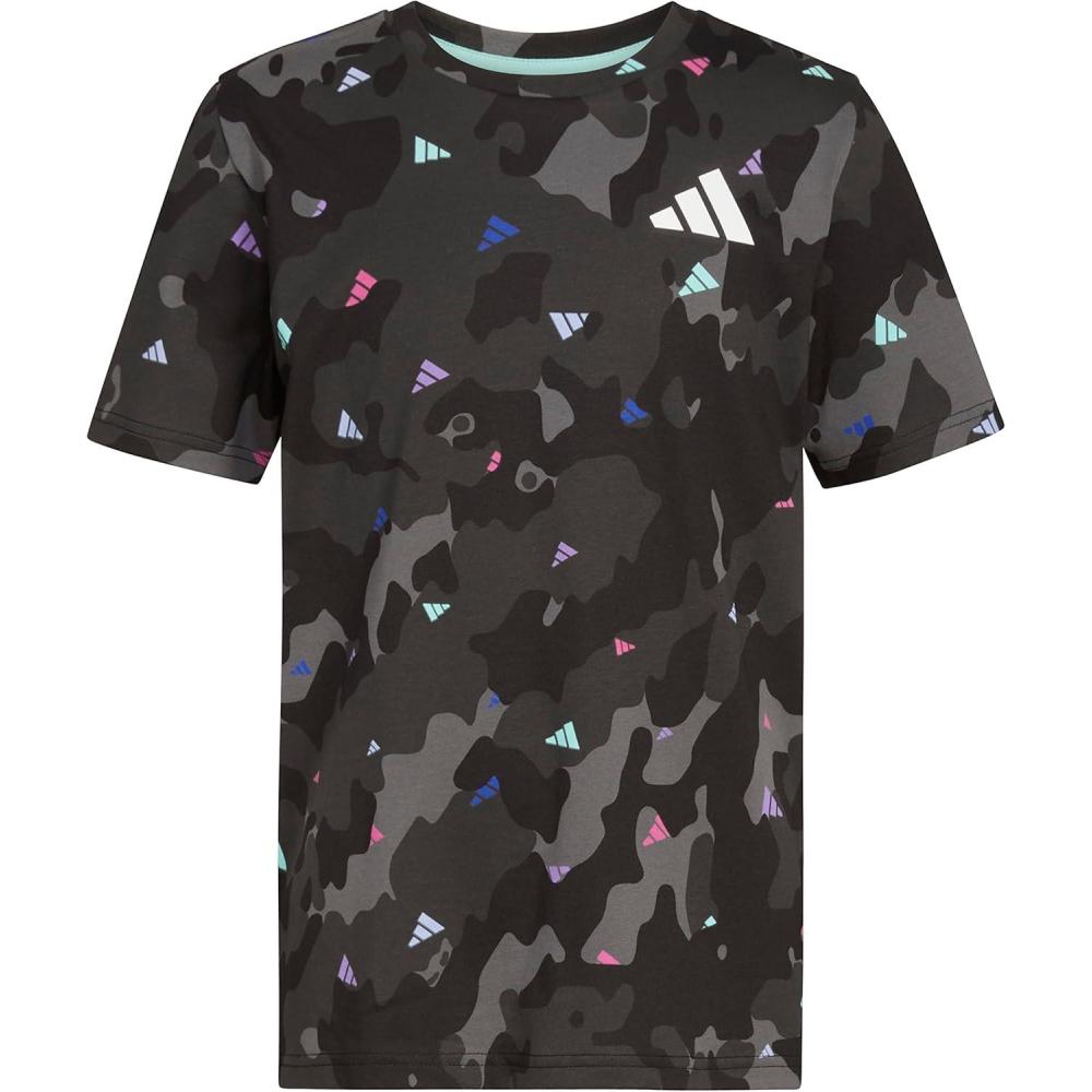 image:imageAdidas Boys Short Sleeve Cotton Camo Print TShirtBlack With Multicolor
