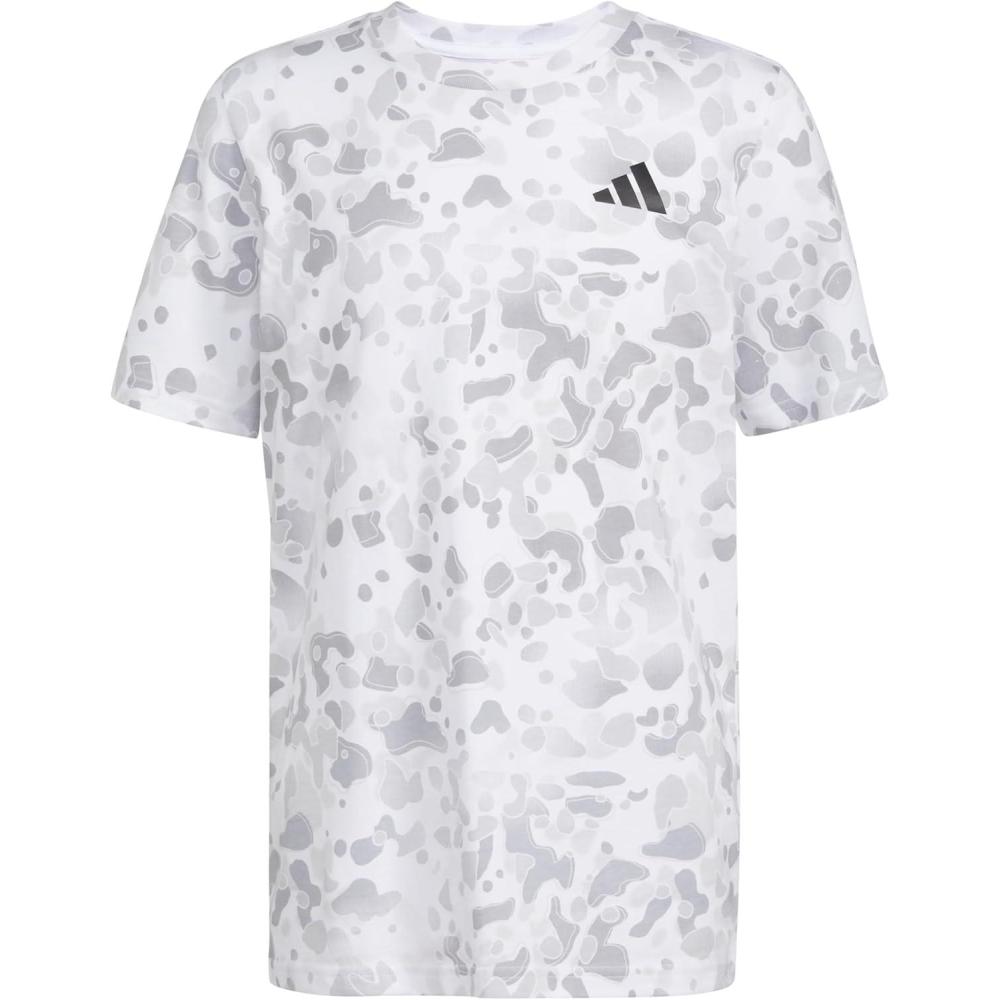 image:imageAdidas Boys Short Sleeve Cotton Camo Print TShirtWhite and Light Grey
