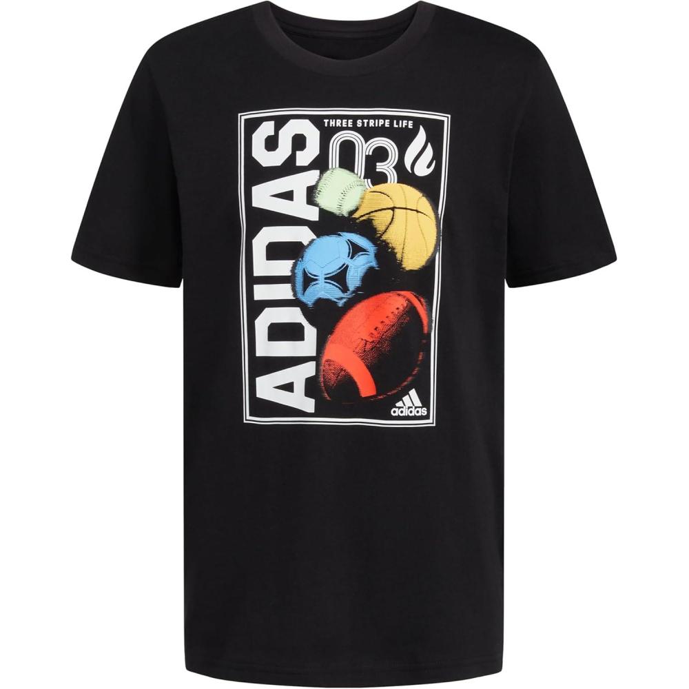 image:imageAdidas Boys Short Sleeve TShirt Sports Graphic Tee ShirtBlack Global