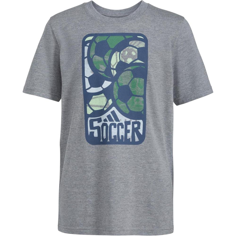 image:imageAdidas Boys Short Sleeve TShirt Sports Graphic Tee ShirtCharcoal Grey Soccer Ball