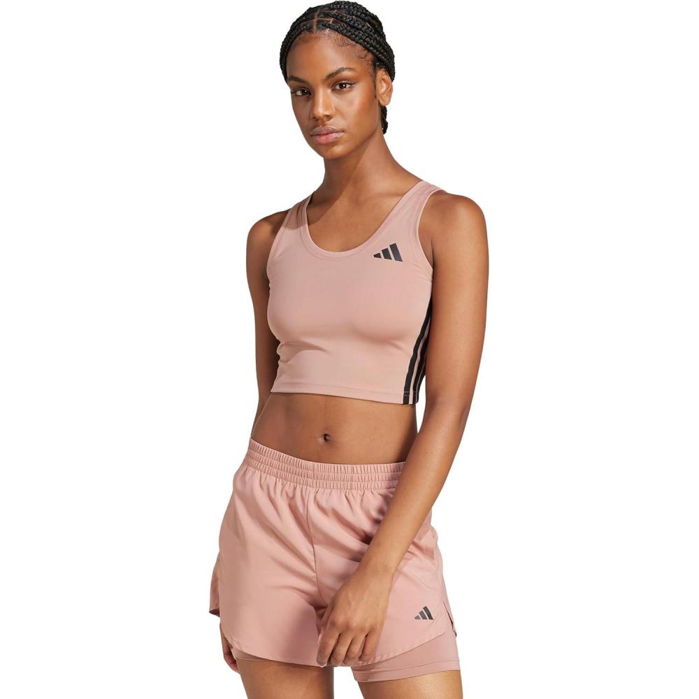 image:imageAdidas Womens Train Essentials 3Stripes Cropped Tank TopWarm ClayBlack
