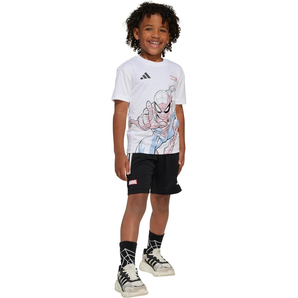 image:imageadidas Kids Marvel SpiderMan TShirt SetSpidermanWhiteBlackRed