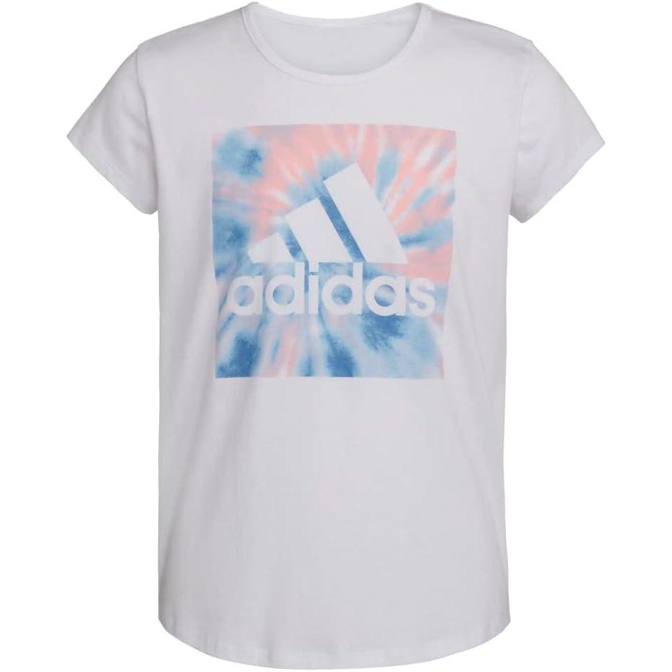 image:imageadidas girls Short Sleeve Cotton Scoop Neck Tee TshirtWhite With Blue