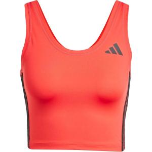 Adidas Womens Train Essentials 3-Stripes Cropped Tank Top(Pure Ruby/Black)