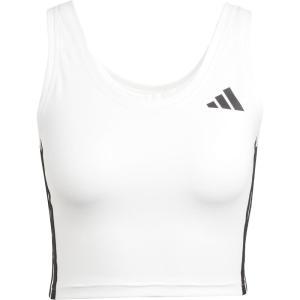 Adidas Womens Train Essentials 3-Stripes Cropped Tank Top(White/Black)