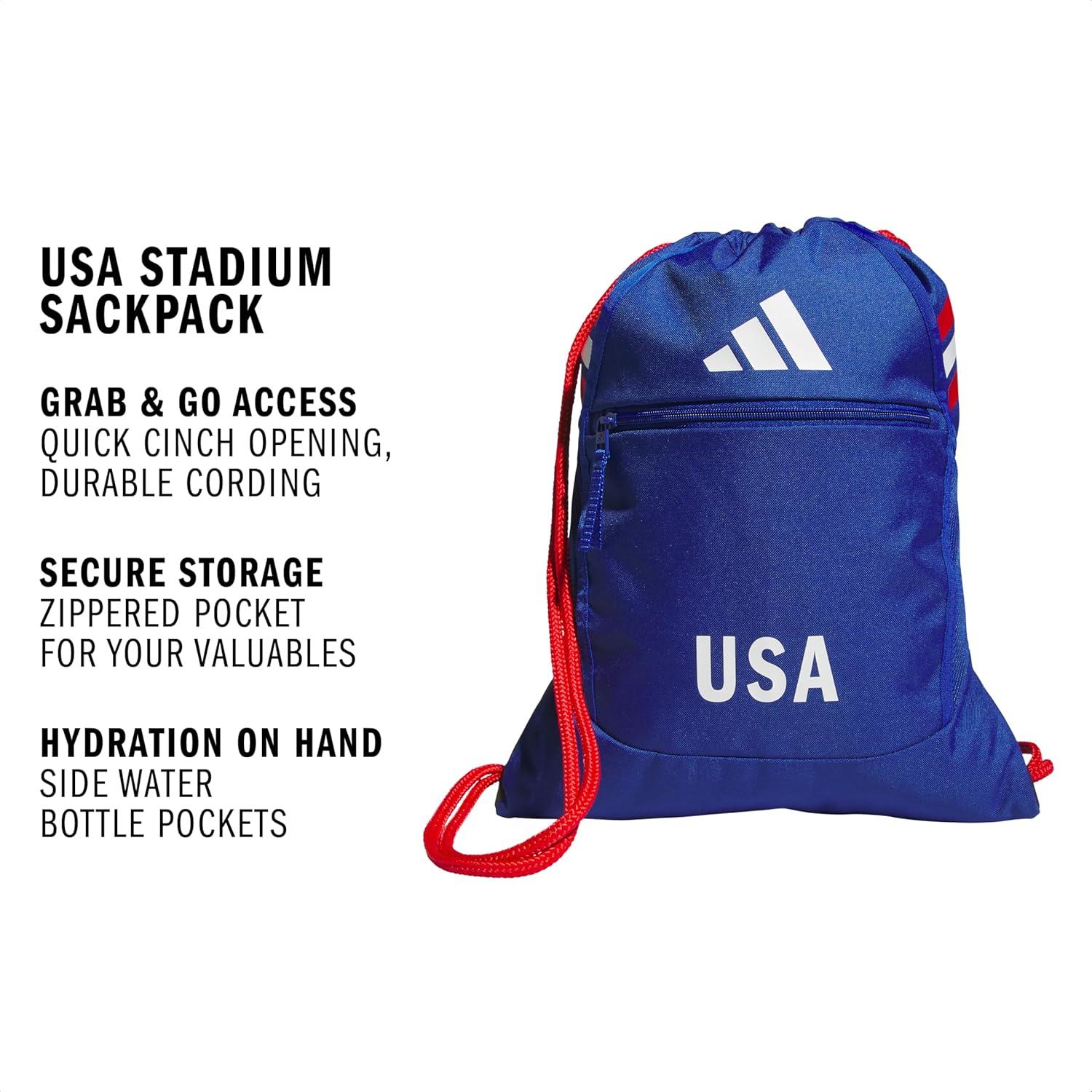 image:imageadidas Stadium Sackpack Drawstring Backpack for Sports Small Gym Bag 13LTeam Royal BlueBetter ScarletWhite