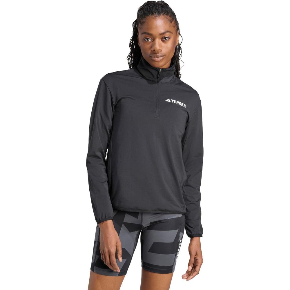 image:imageadidas womens Terrex Multi Climawarm Halfzip Tech Fleece Hiking SweatshirtBlack