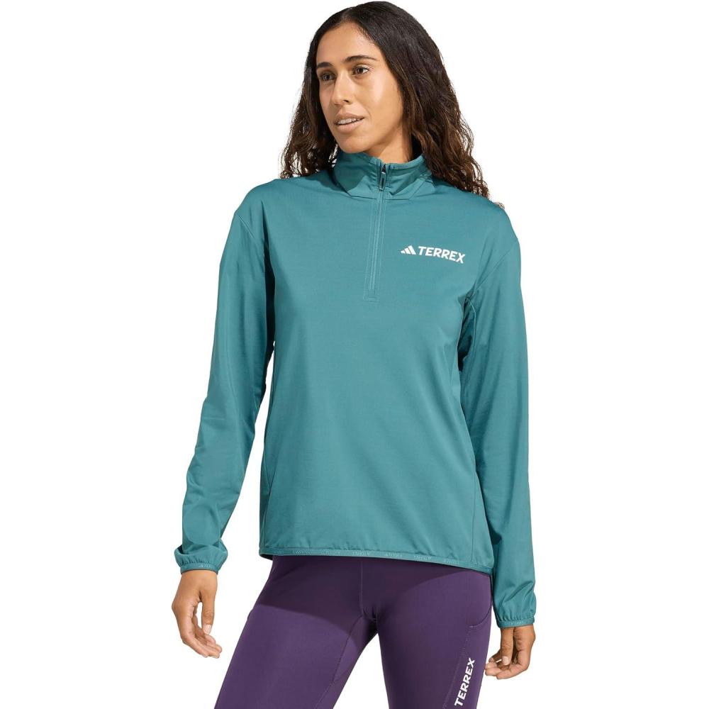 image:imageadidas womens Terrex Multi Climawarm Halfzip Tech Fleece Hiking SweatshirtPreloved Teal