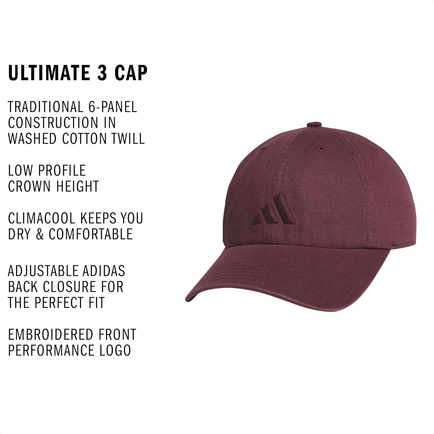 image:imageAdidas Mens Baseball Cap Ultimate Adjustable Strapback Hat Relaxed Fit CottonAurora Ruby Red