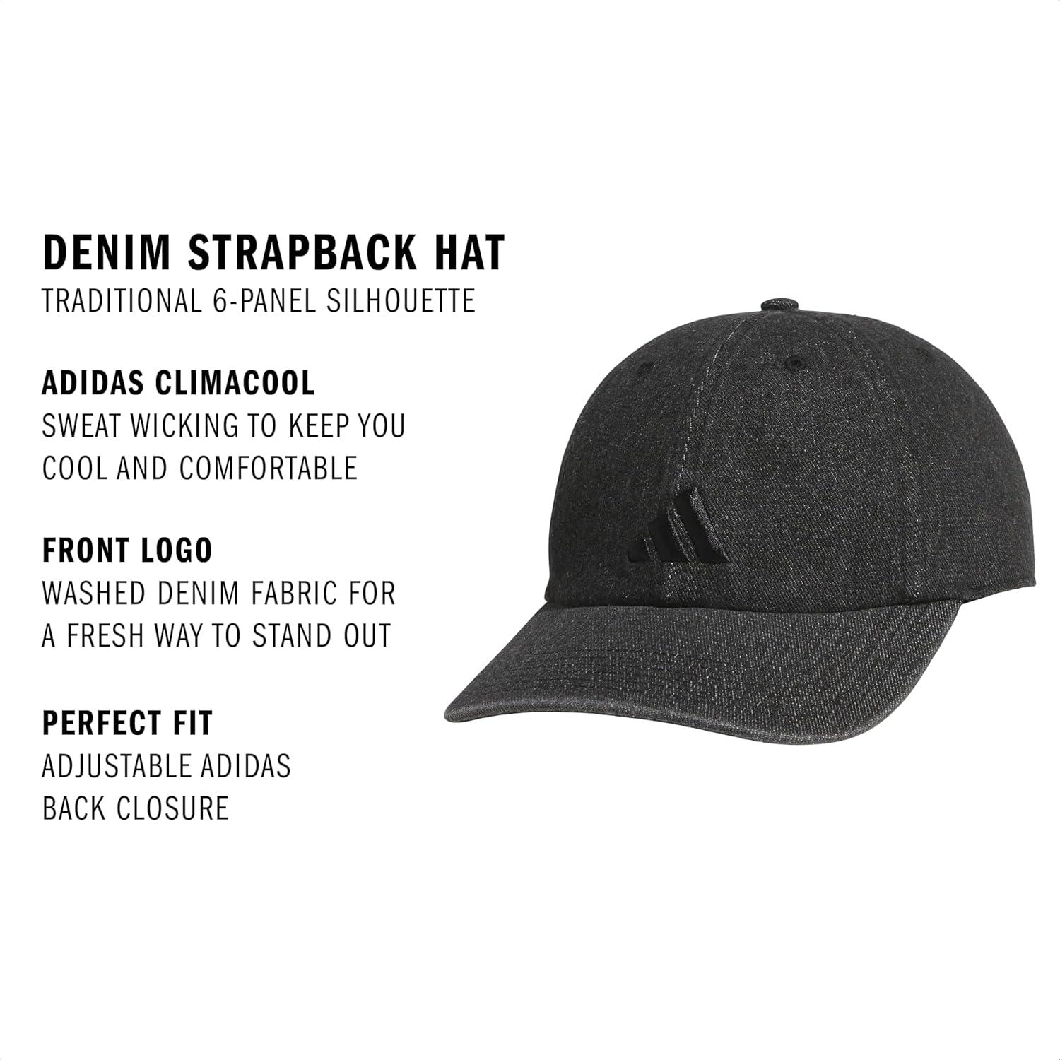 image:imageAdidas Mens Baseball Cap Ultimate Adjustable Strapback Hat Relaxed Fit CottonBlack DenimBlack