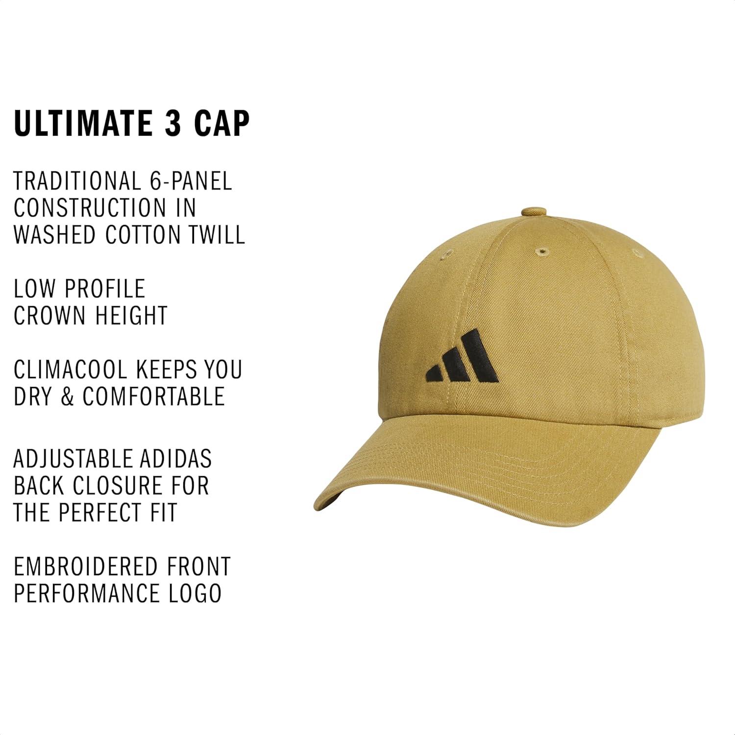 image:imageAdidas Mens Baseball Cap Ultimate Adjustable Strapback Hat Relaxed Fit CottonKhakiBlack30
