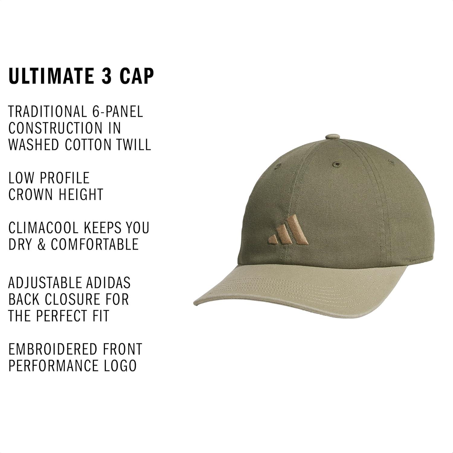image:imageAdidas Mens Baseball Cap Ultimate Adjustable Strapback Hat Relaxed Fit CottonOlive Strata GreenBlanch Cargo