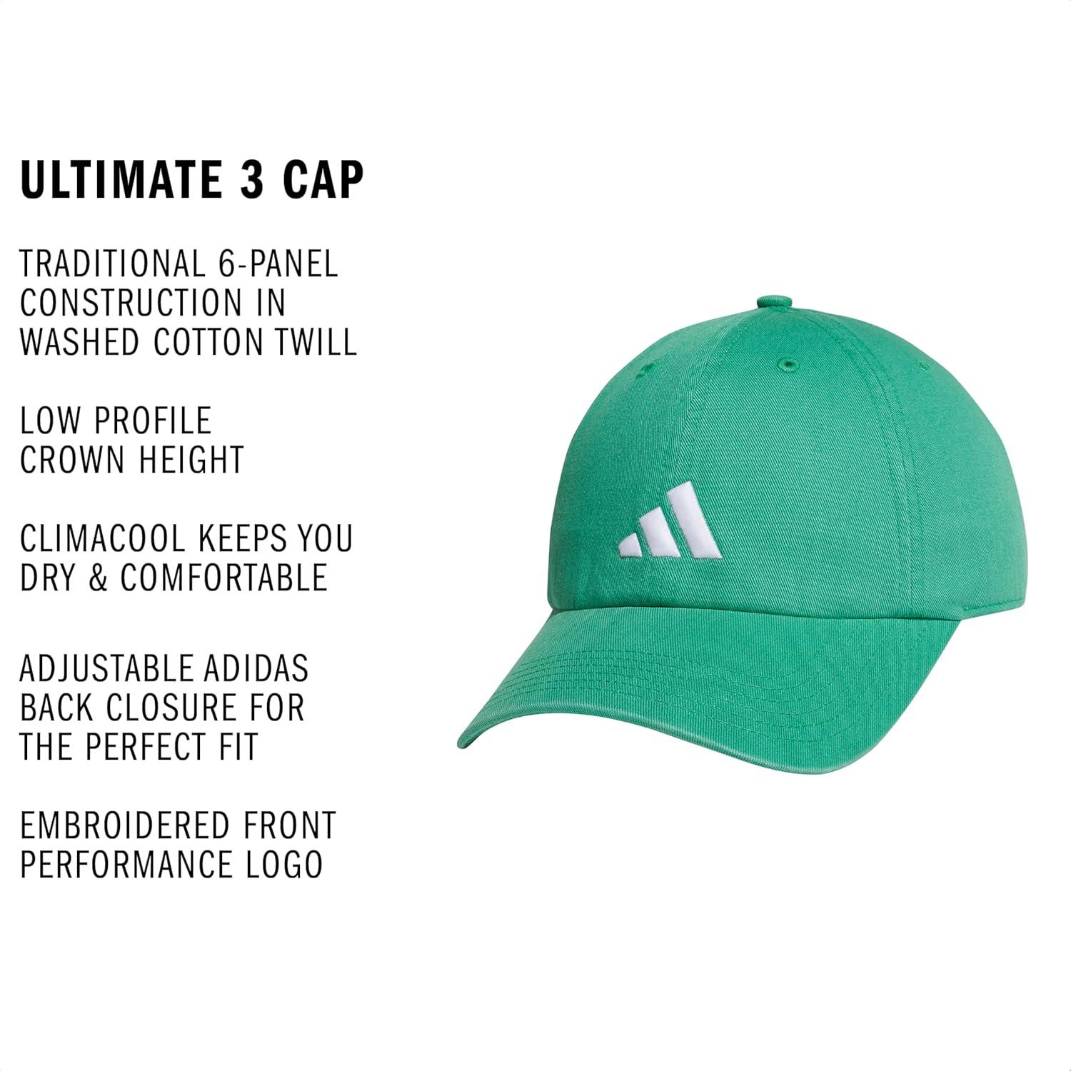 image:imageAdidas Mens Baseball Cap Ultimate Adjustable Strapback Hat Relaxed Fit CottonSemi Court GreenWhite30