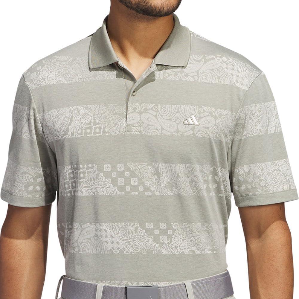 image:imageAdidas Mens Goto Printed Mesh Polo ShirtSilver Pebble Melange