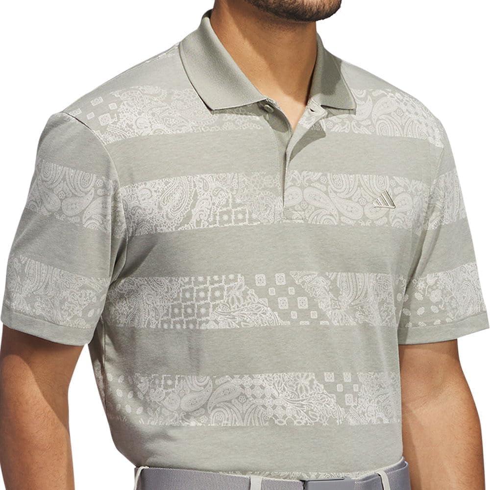 image:imageAdidas Mens Goto Printed Mesh Polo ShirtSilver Pebble Melange