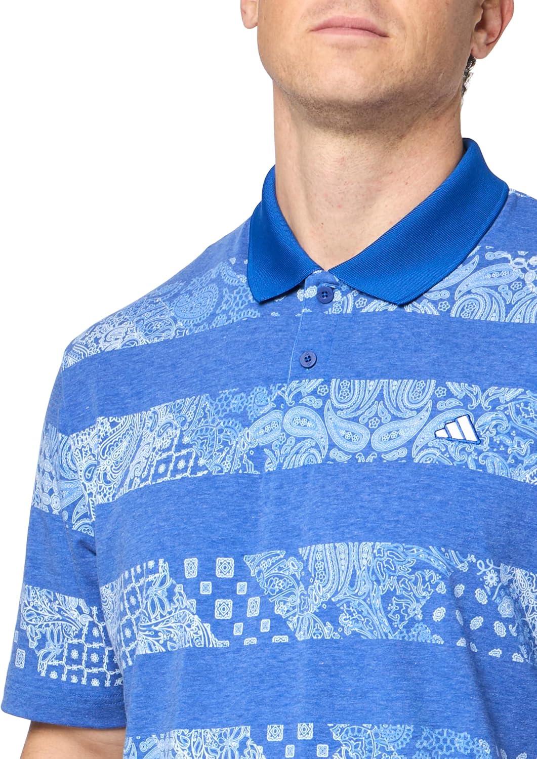 image:imageAdidas Mens Goto Printed Mesh Polo ShirtTeam Royal Blue Melange