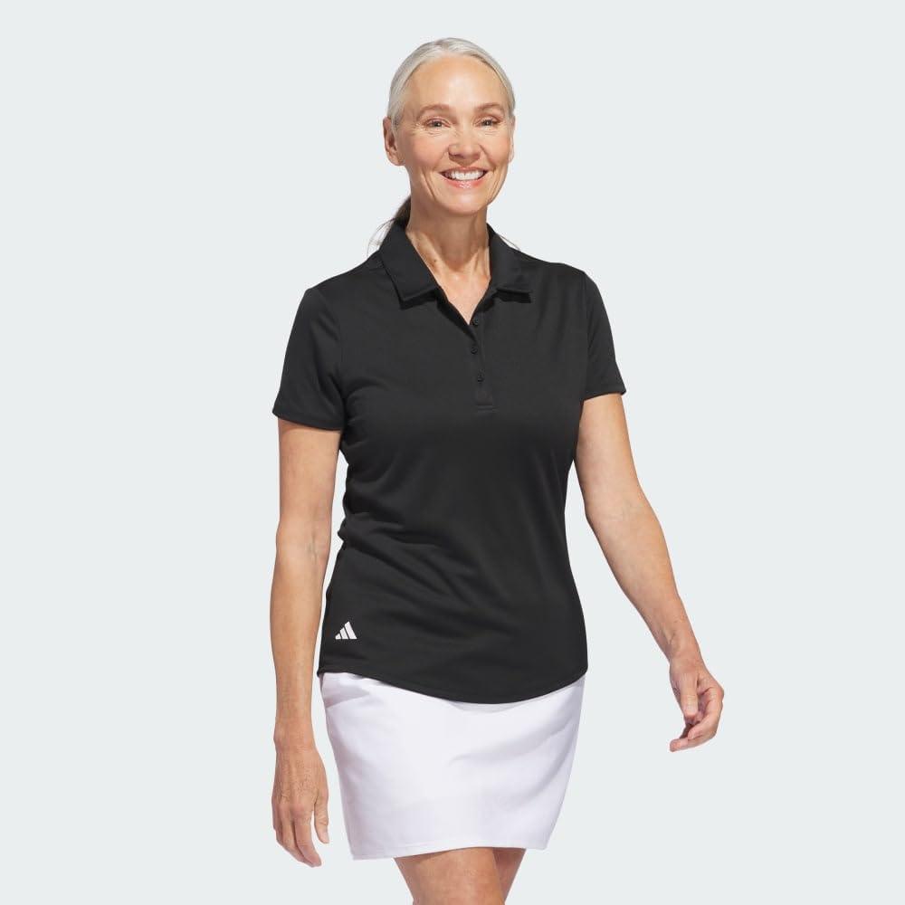 image:imageadidas Womens Solid Performance Short Sleeve Polo Shirt Womens Golf ShirtBlack