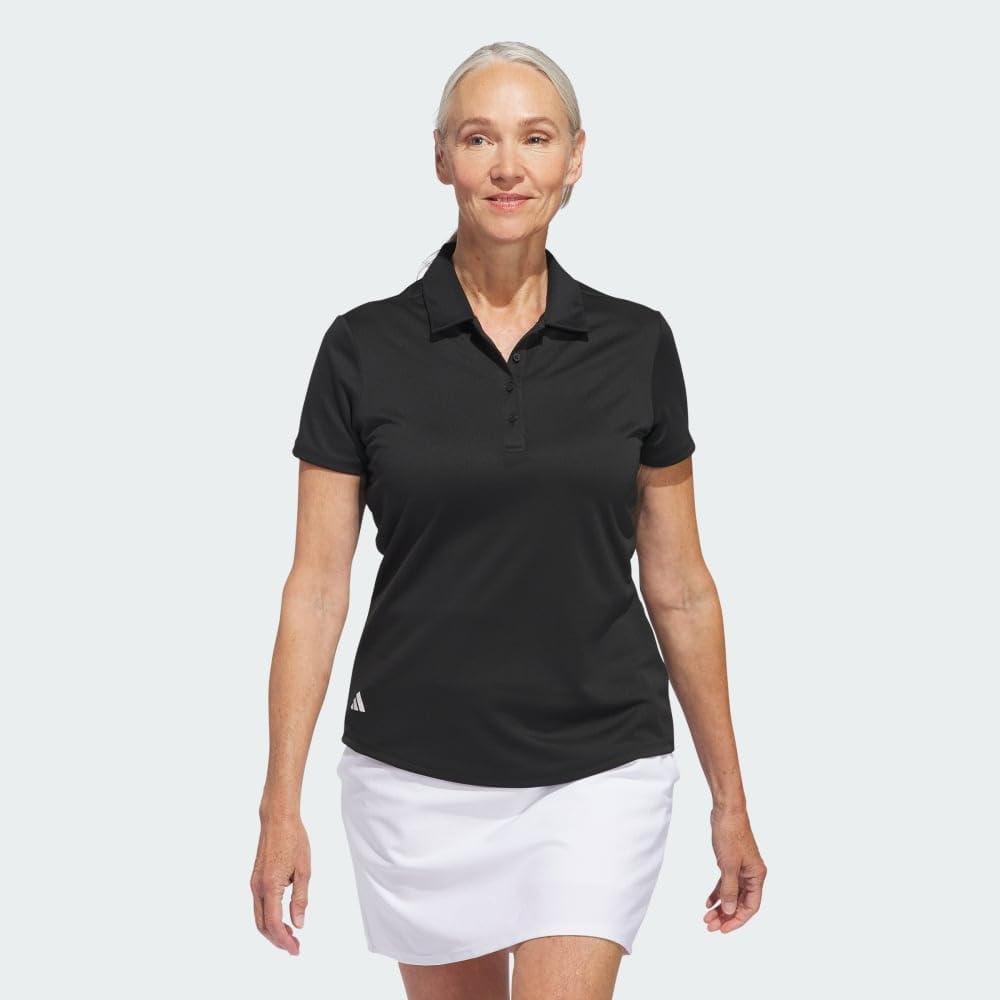 image:imageadidas Womens Solid Performance Short Sleeve Polo Shirt Womens Golf ShirtBlack