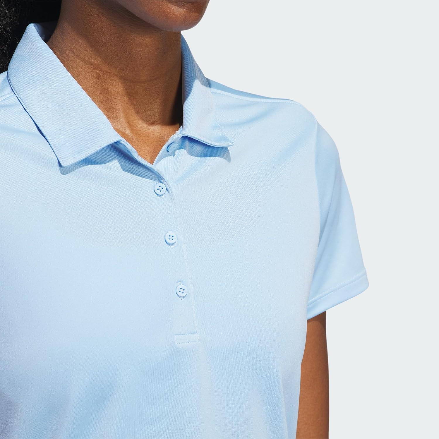 image:imageadidas Womens Solid Performance Short Sleeve Polo Shirt Womens Golf ShirtClear Sky