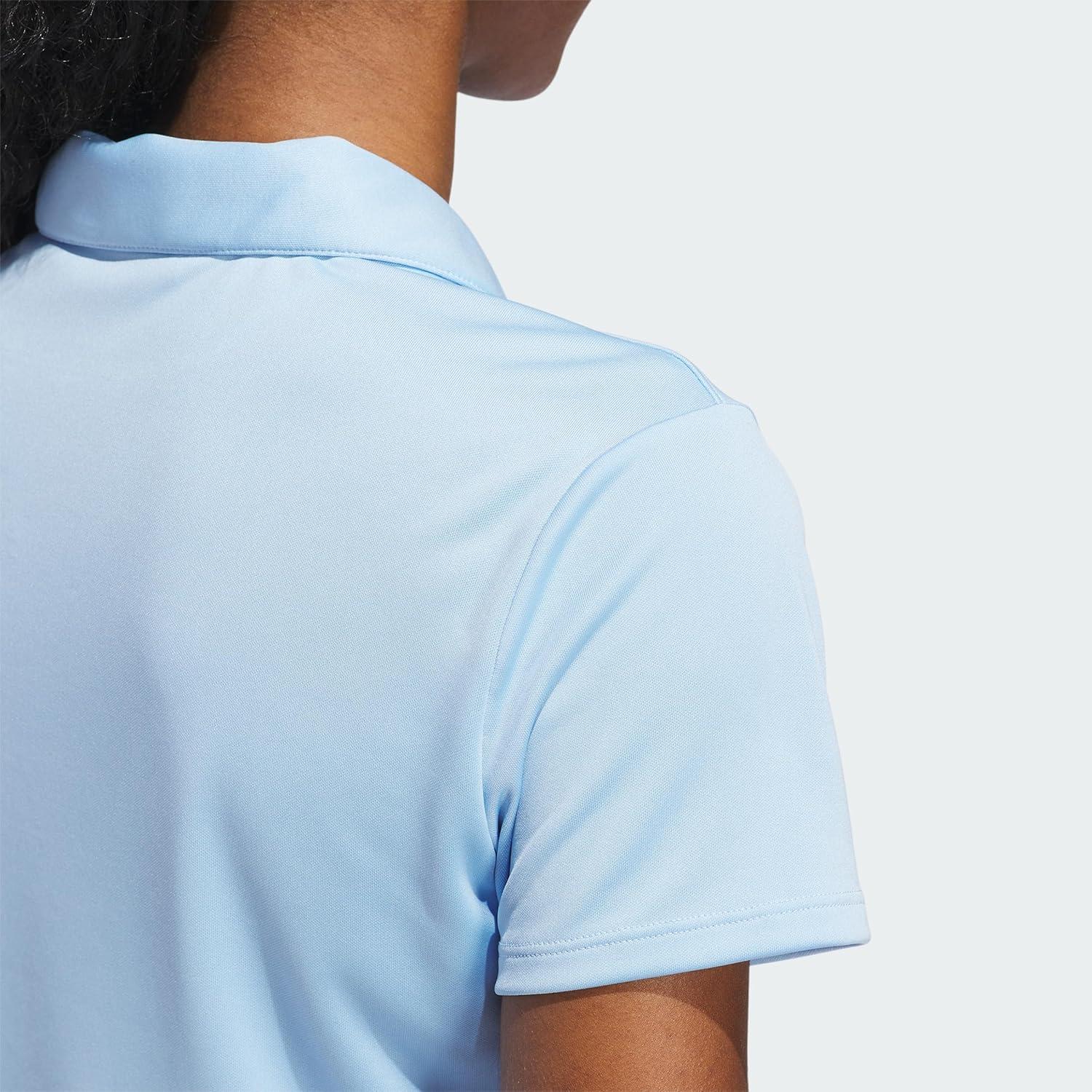 image:imageadidas Womens Solid Performance Short Sleeve Polo Shirt Womens Golf ShirtClear Sky