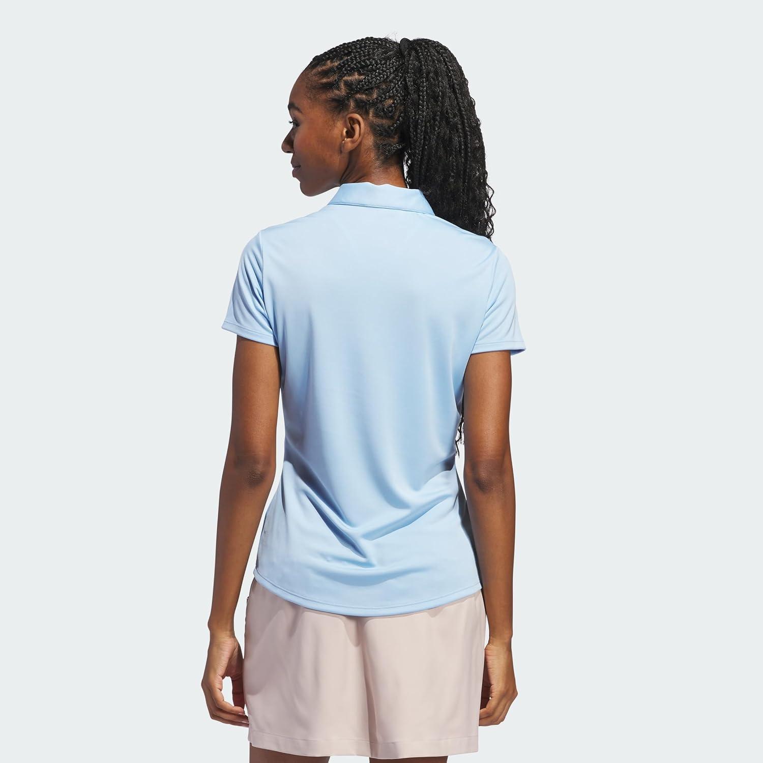 image:imageadidas Womens Solid Performance Short Sleeve Polo Shirt Womens Golf ShirtClear Sky