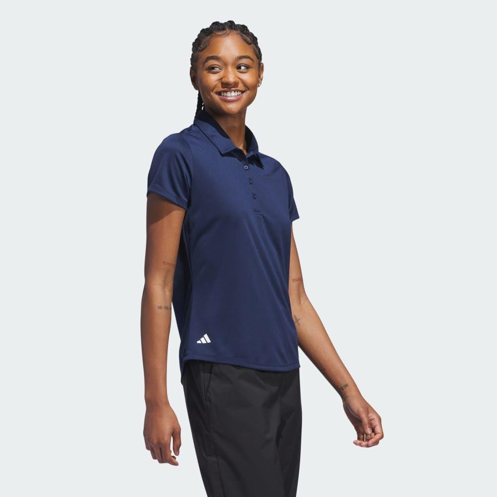 image:imageadidas Womens Solid Performance Short Sleeve Polo Shirt Womens Golf ShirtCollegiate Navy