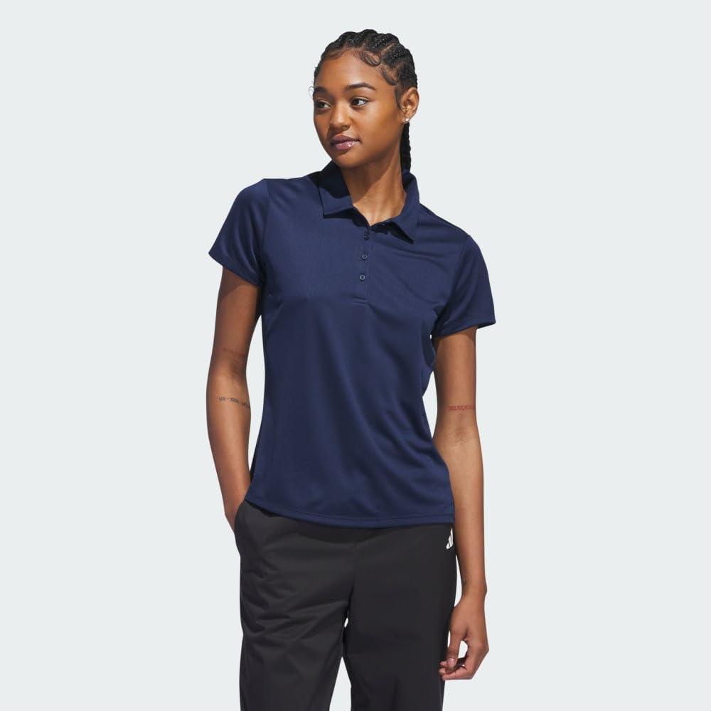 image:imageadidas Womens Solid Performance Short Sleeve Polo Shirt Womens Golf ShirtCollegiate Navy