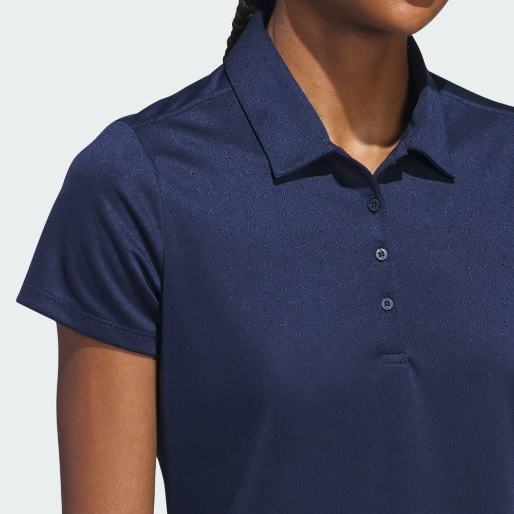image:imageadidas Womens Solid Performance Short Sleeve Polo Shirt Womens Golf ShirtCollegiate Navy