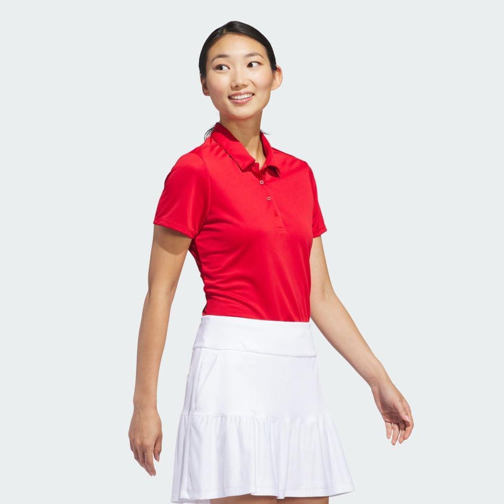 image:imageadidas Womens Solid Performance Short Sleeve Polo Shirt Womens Golf ShirtCollegiate Red