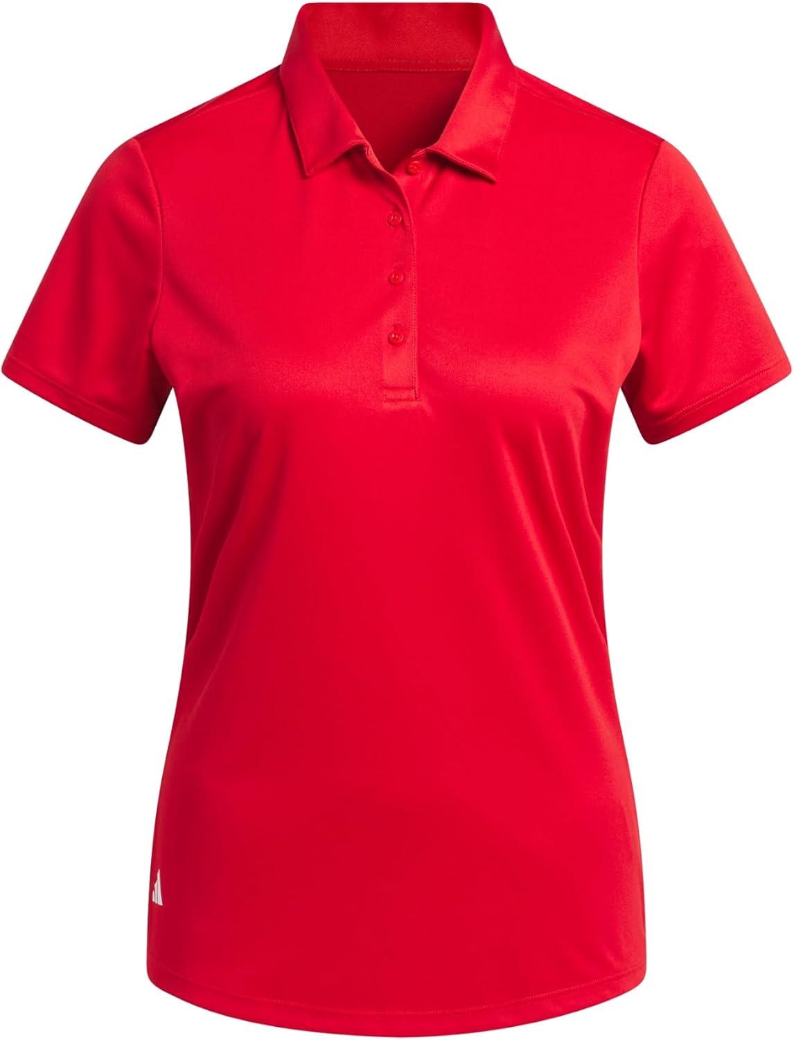 image:imageadidas Womens Solid Performance Short Sleeve Polo Shirt Womens Golf ShirtCollegiate Red